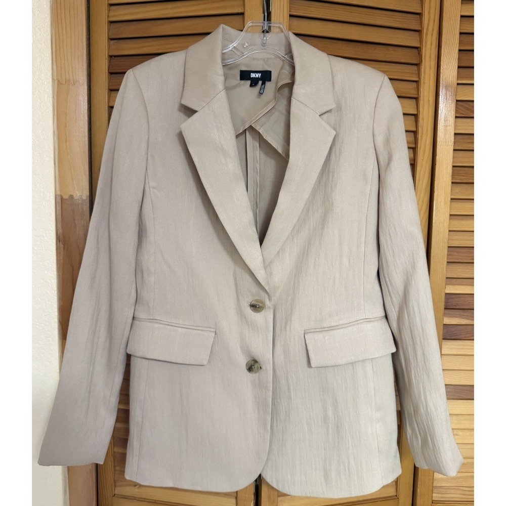 NWT DKNY Women's XS Beige Oversized Blazer Jacket Business Casual Office